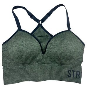 STRONGER Heather Green Padded Sports Bra Medium Support Racerback (Size M)